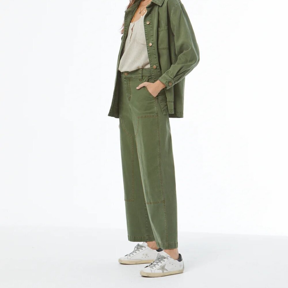 Young Fabulous & Broke YFB Workwear Green Wide Leg Pants Size Medium 90s utility - Picture 2 of 13